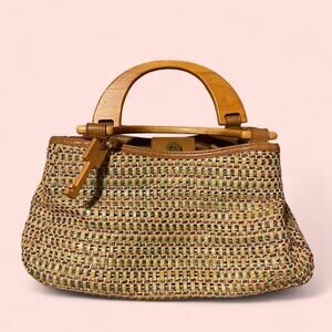 Fossil Tan and Brown Woven Mini Bag